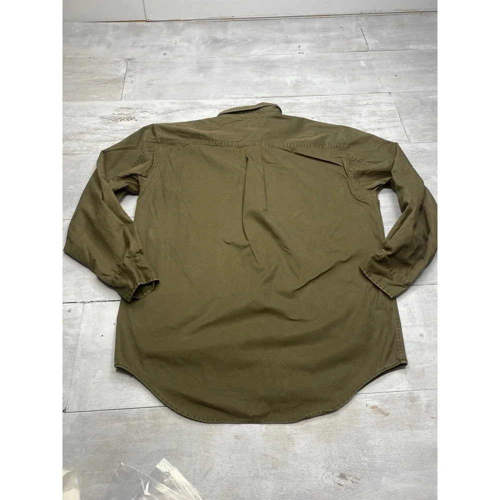 Banana Republic Cotton Twill Shirt Men Large Olive Green Button Down Vintage 90s